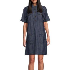 Tommy Hilfiger Utility Pocket Chambray Button-Front Minidress
